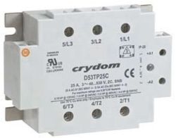 Crydom - 3 fazové relé bez chladiče, 25 a 50 A st